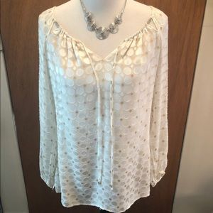 Light Beige WHBM blouse. Size Medium. Rayon and silk.